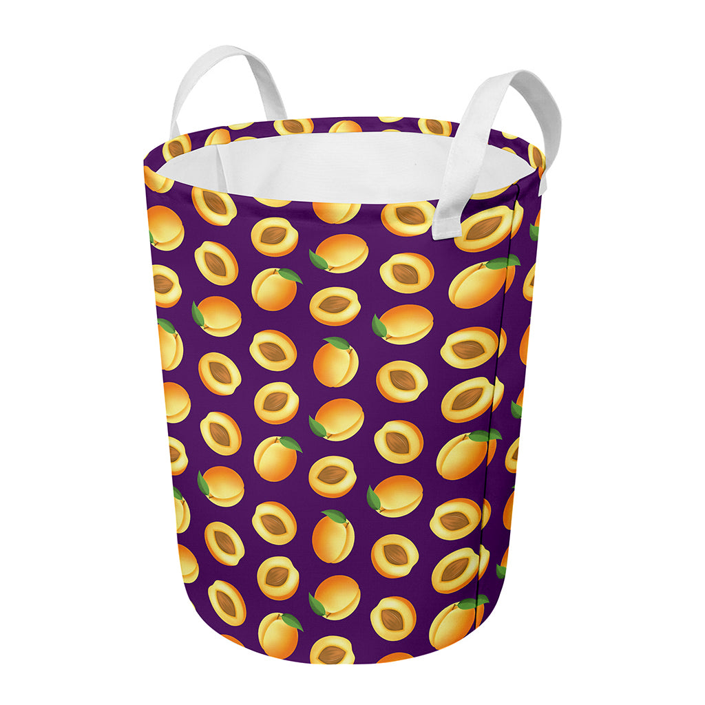 Apricot Fruit Pattern Print Round Laundry Basket