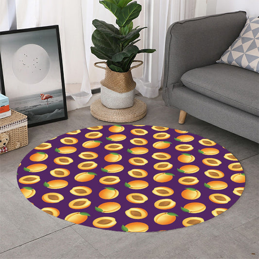 Apricot Fruit Pattern Print Round Rug