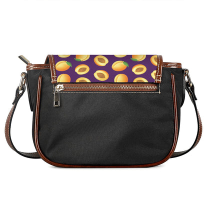 Apricot Fruit Pattern Print Saddle Bag