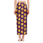Apricot Fruit Pattern Print Side Slit Maxi Skirt