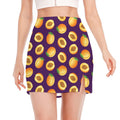 Apricot Fruit Pattern Print Side Slit Mini Skirt