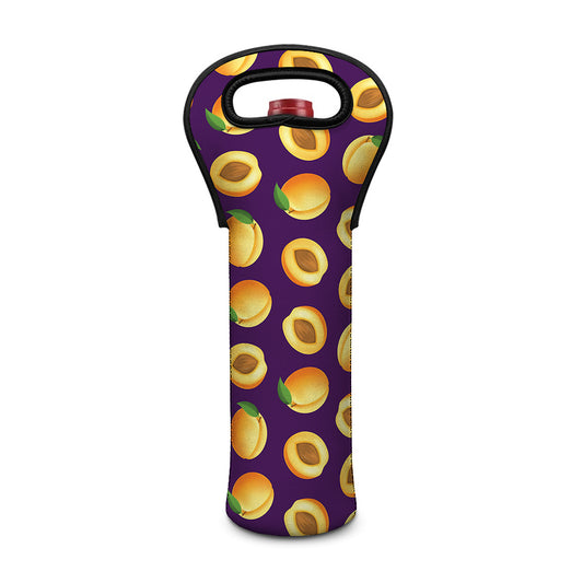 Apricot Fruit Pattern Print Single Neoprene Wine Tote