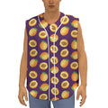 Apricot Fruit Pattern Print Sleeveless Baseball Jersey