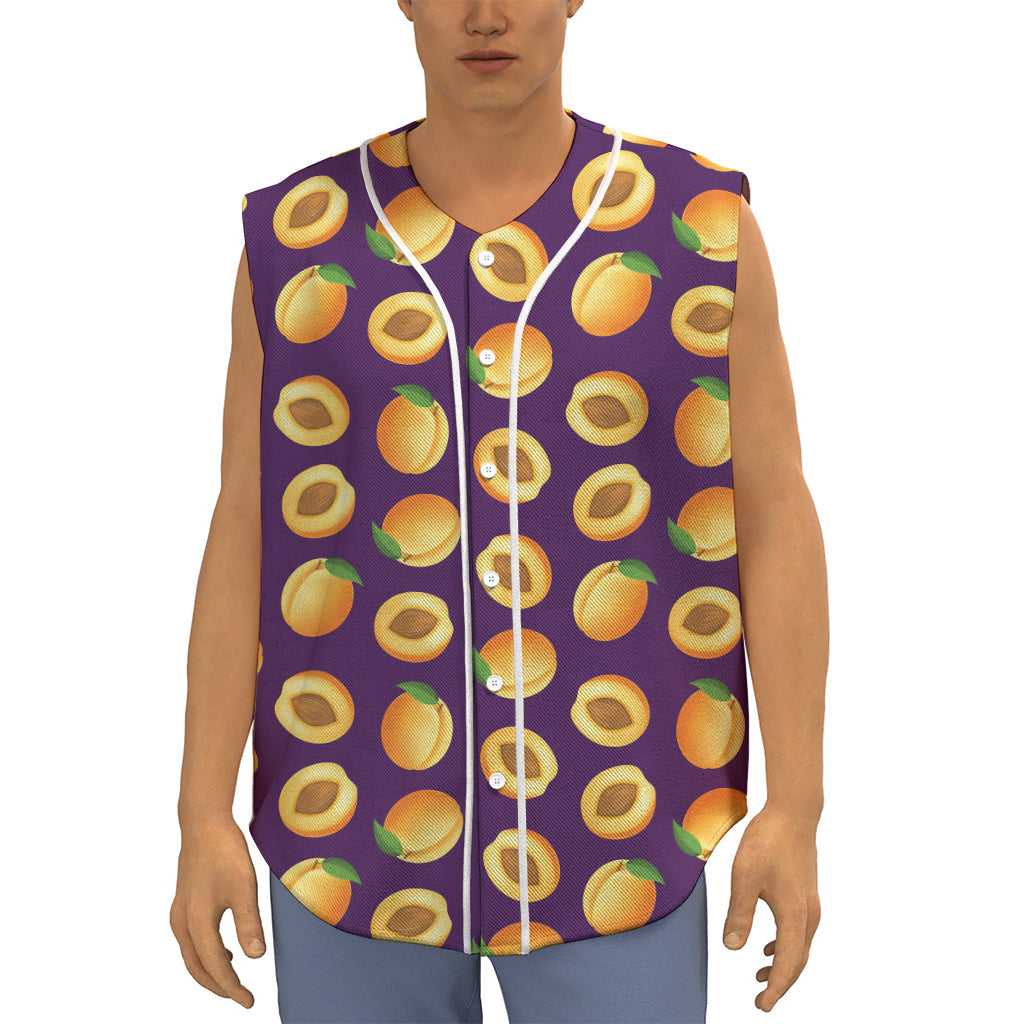 Apricot Fruit Pattern Print Sleeveless Baseball Jersey