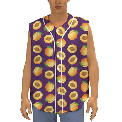 Apricot Fruit Pattern Print Sleeveless Baseball Jersey