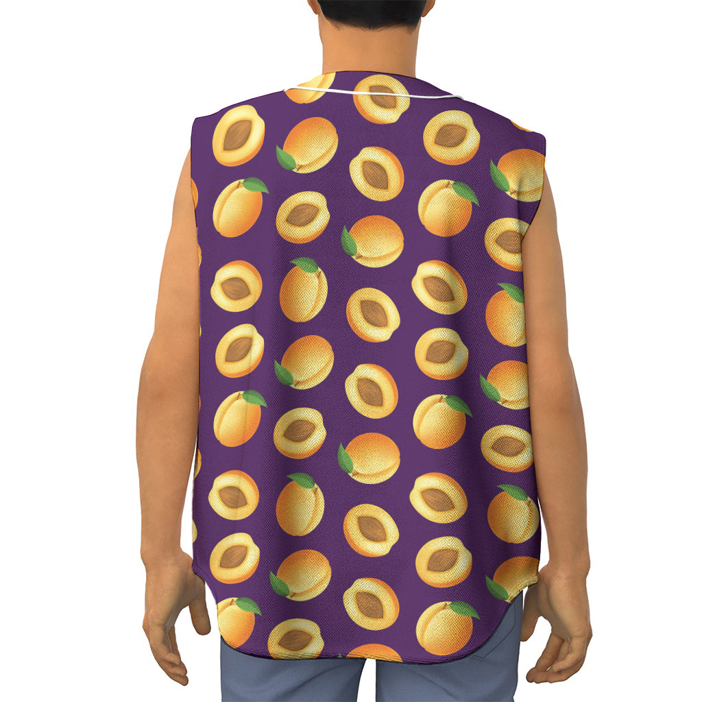 Apricot Fruit Pattern Print Sleeveless Baseball Jersey