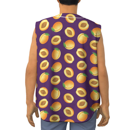 Apricot Fruit Pattern Print Sleeveless Baseball Jersey