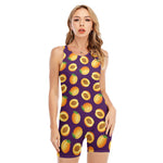 Apricot Fruit Pattern Print Sleeveless One Piece Swimsuit