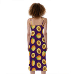 Apricot Fruit Pattern Print Slim Fit Midi Cami Dress