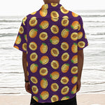 Apricot Fruit Pattern Print Textured Short Sleeve Shirt