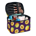Apricot Fruit Pattern Print Travel Makeup Bag