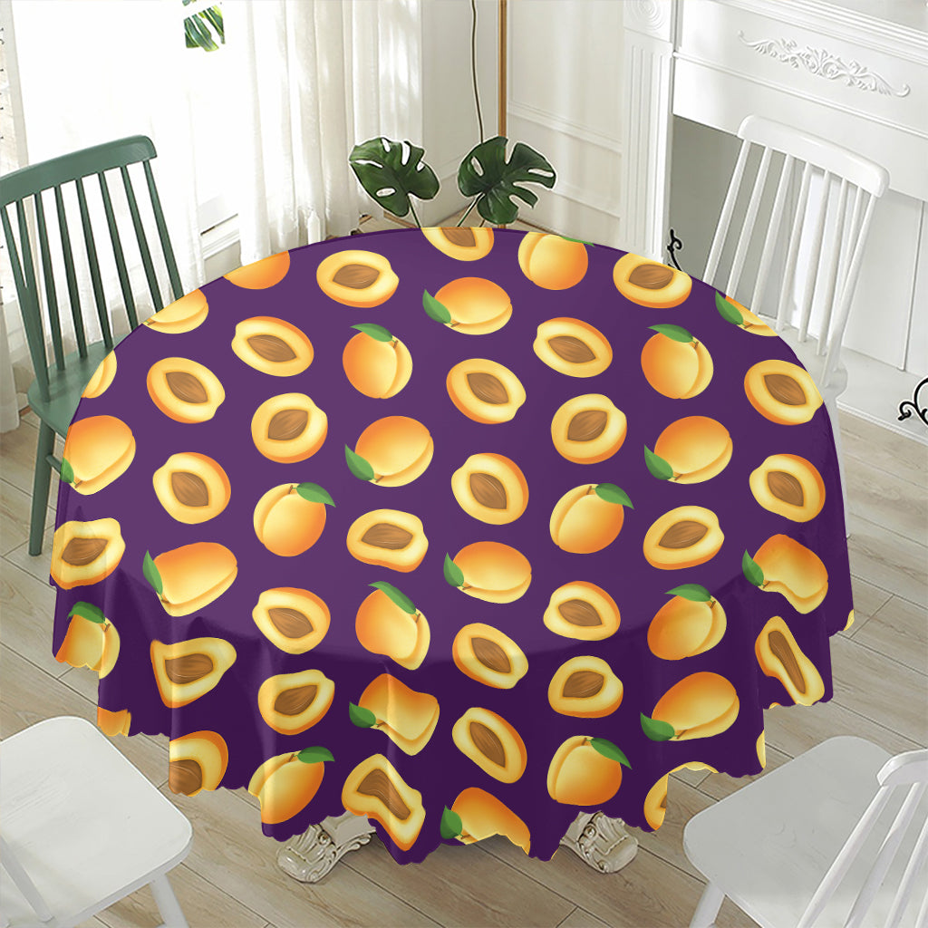 Apricot Fruit Pattern Print Waterproof Round Tablecloth
