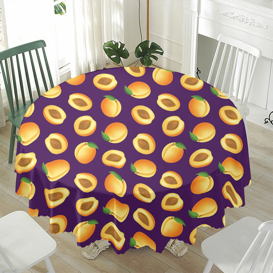 Apricot Fruit Pattern Print Waterproof Round Tablecloth