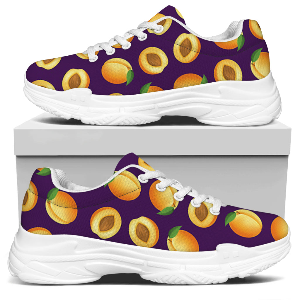 Apricot Fruit Pattern Print White Chunky Shoes