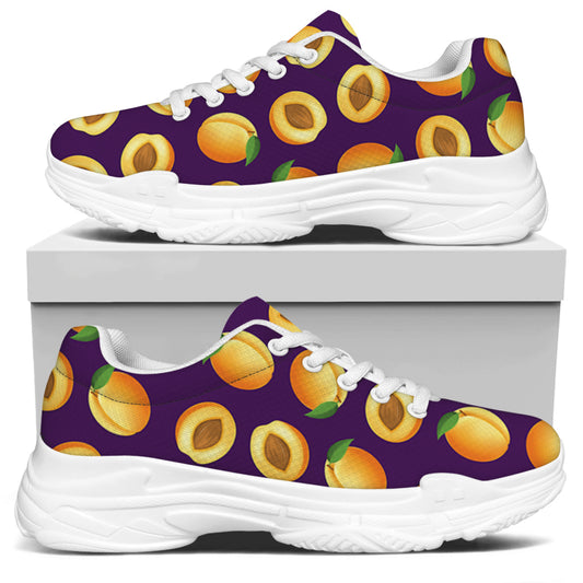 Apricot Fruit Pattern Print White Chunky Shoes