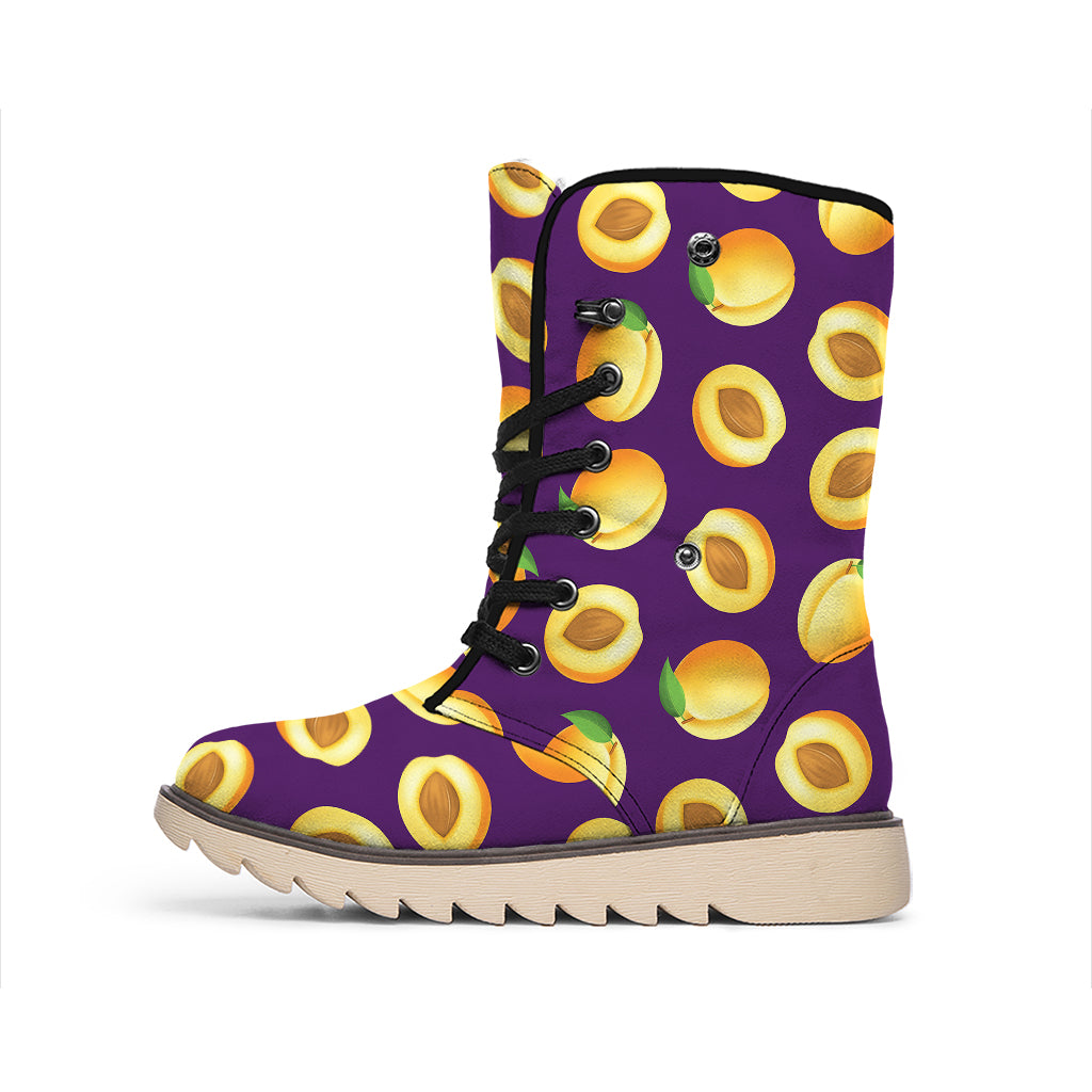 Apricot Fruit Pattern Print Winter Boots