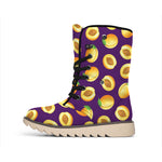 Apricot Fruit Pattern Print Winter Boots