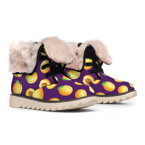 Apricot Fruit Pattern Print Winter Boots