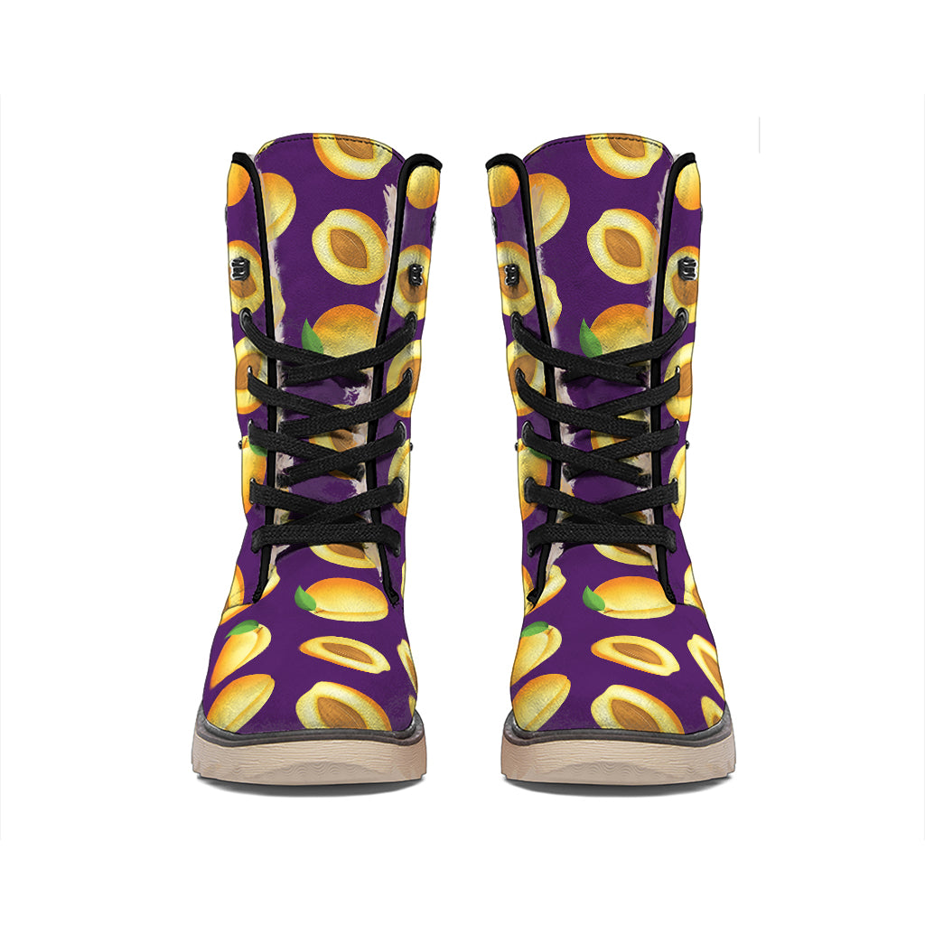 Apricot Fruit Pattern Print Winter Boots