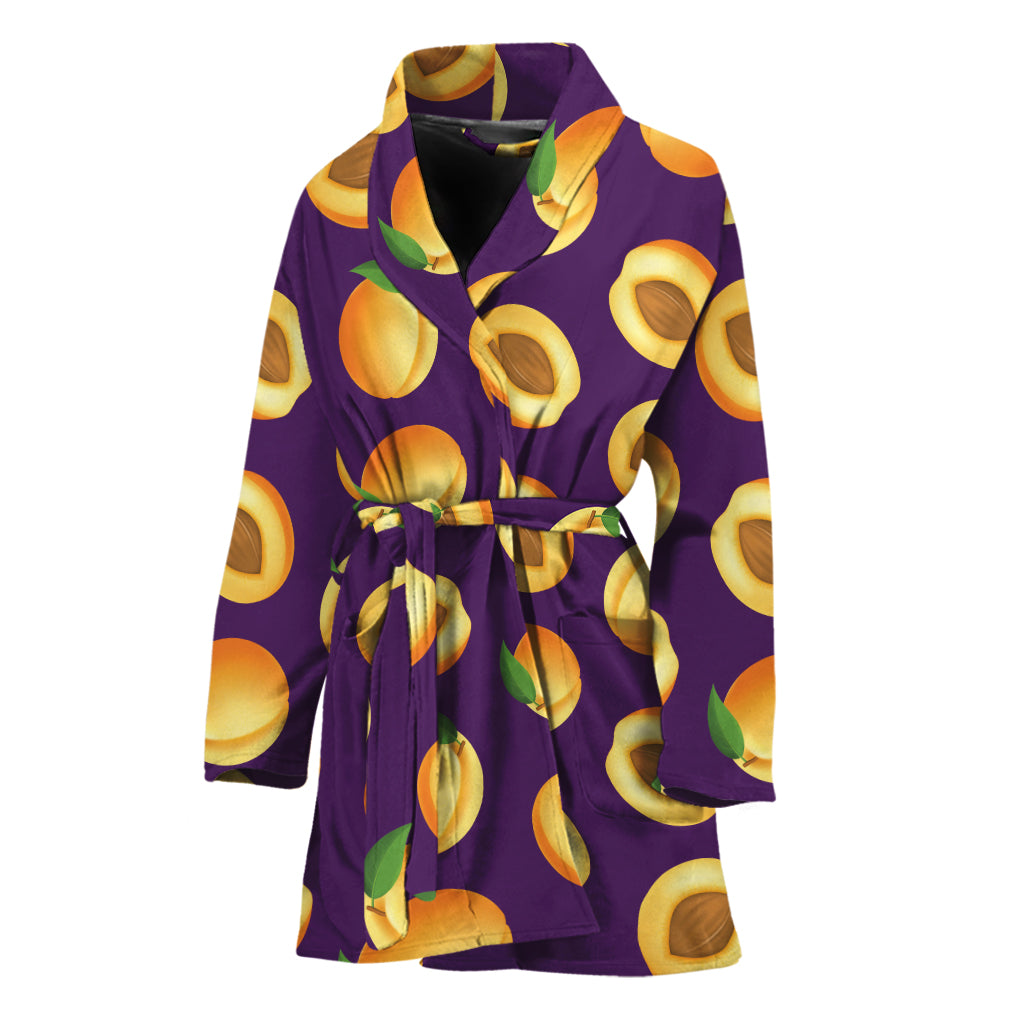 Apricot Fruit Pattern Print Women's Bathrobe