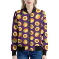 Apricot Fruit Pattern Print Women's Bomber Jacket