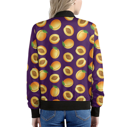 Apricot Fruit Pattern Print Women's Bomber Jacket