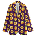 Apricot Fruit Pattern Print Women's Cotton Blazer