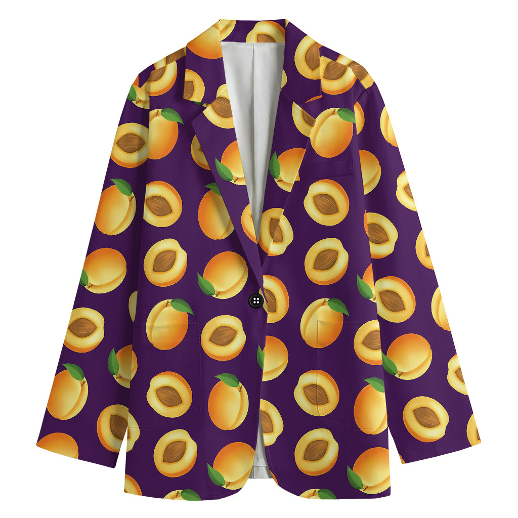 Apricot Fruit Pattern Print Women's Cotton Blazer