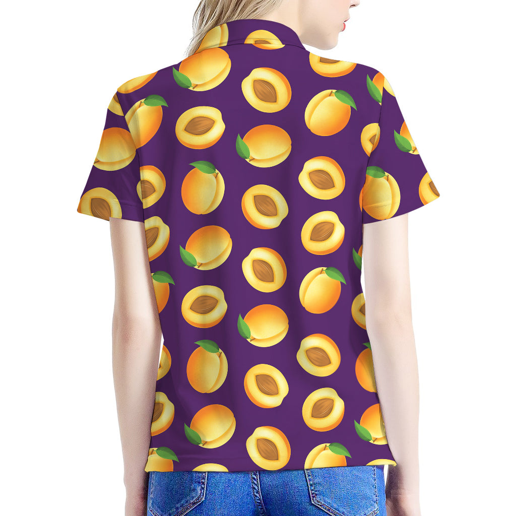 Apricot Fruit Pattern Print Women's Polo Shirt