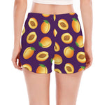 Apricot Fruit Pattern Print Women's Split Running Shorts