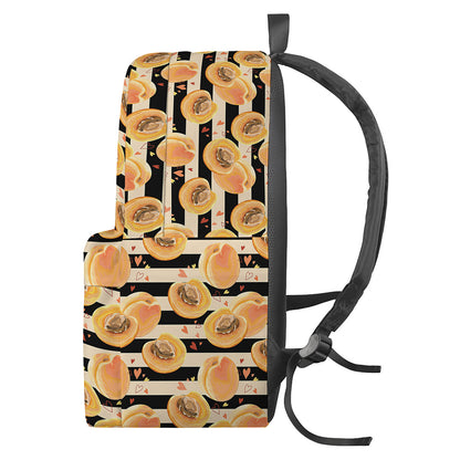 Apricot Fruit Striped Pattern Print Backpack