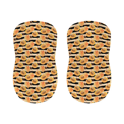 Apricot Fruit Striped Pattern Print Bar Stool Covers