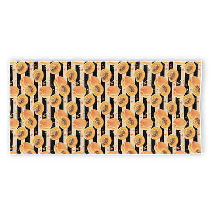 Apricot Fruit Striped Pattern Print Beach Towel