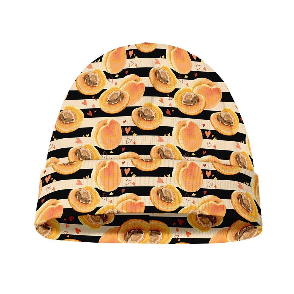 Apricot Fruit Striped Pattern Print Beanie