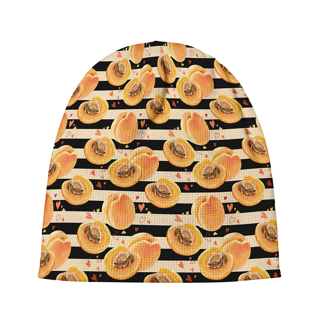 Apricot Fruit Striped Pattern Print Beanie