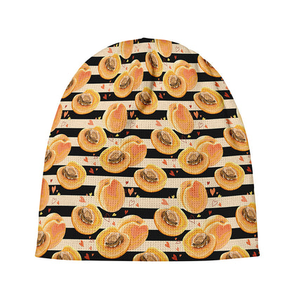Apricot Fruit Striped Pattern Print Beanie