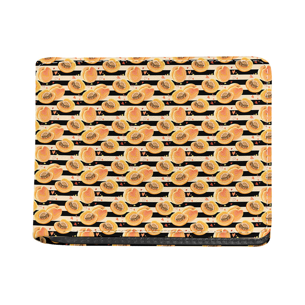 Apricot Fruit Striped Pattern Print Bifold Wallet