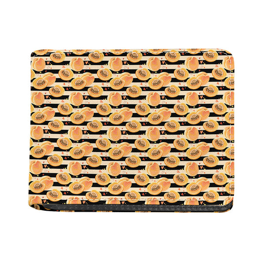 Apricot Fruit Striped Pattern Print Bifold Wallet