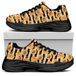 Apricot Fruit Striped Pattern Print Black Chunky Shoes