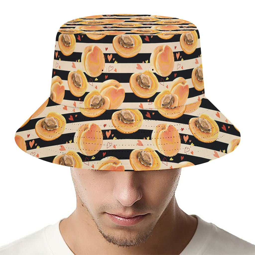 Apricot Fruit Striped Pattern Print Bucket Hat