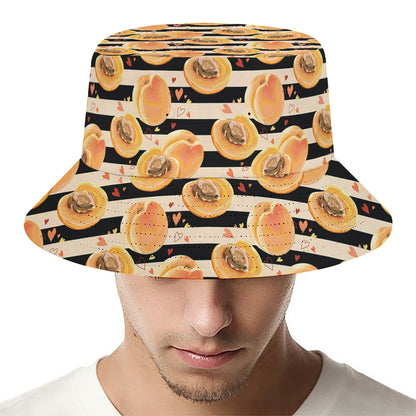 Apricot Fruit Striped Pattern Print Bucket Hat