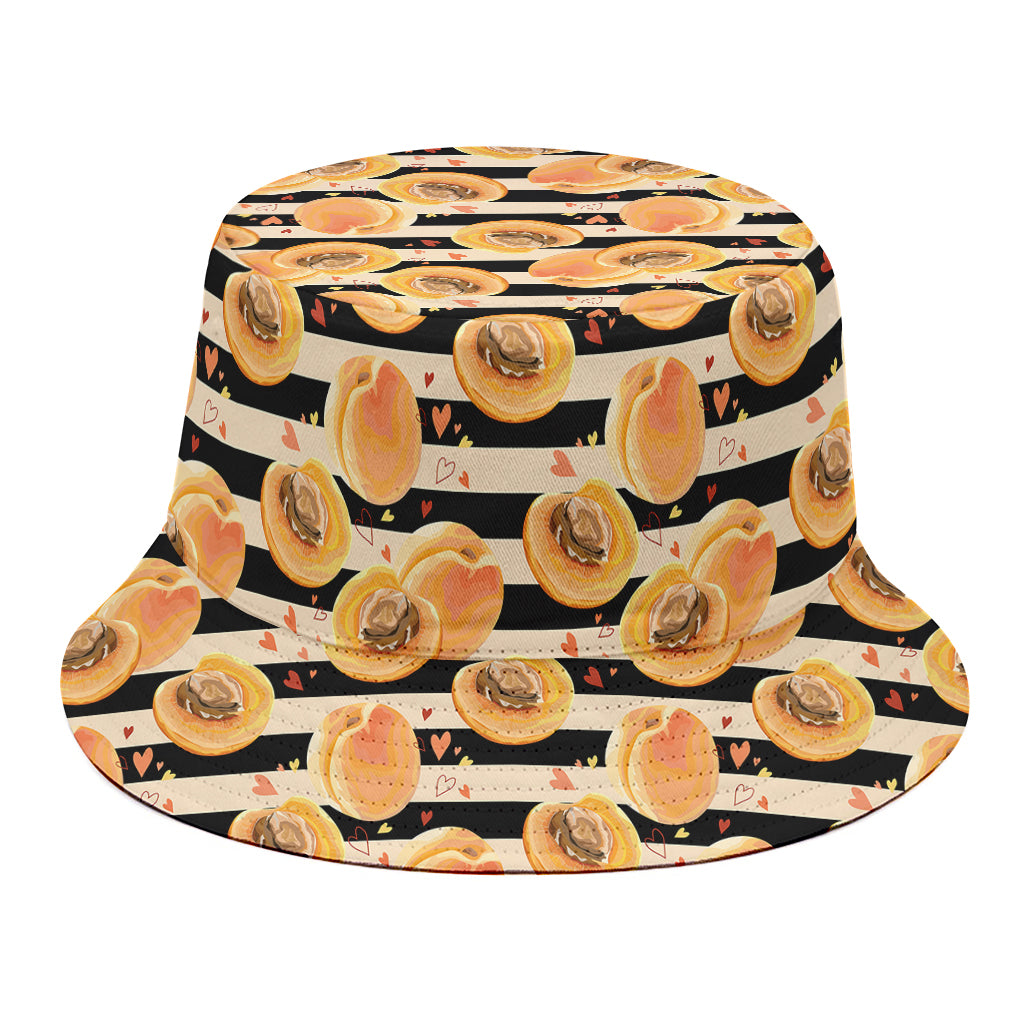 Apricot Fruit Striped Pattern Print Bucket Hat