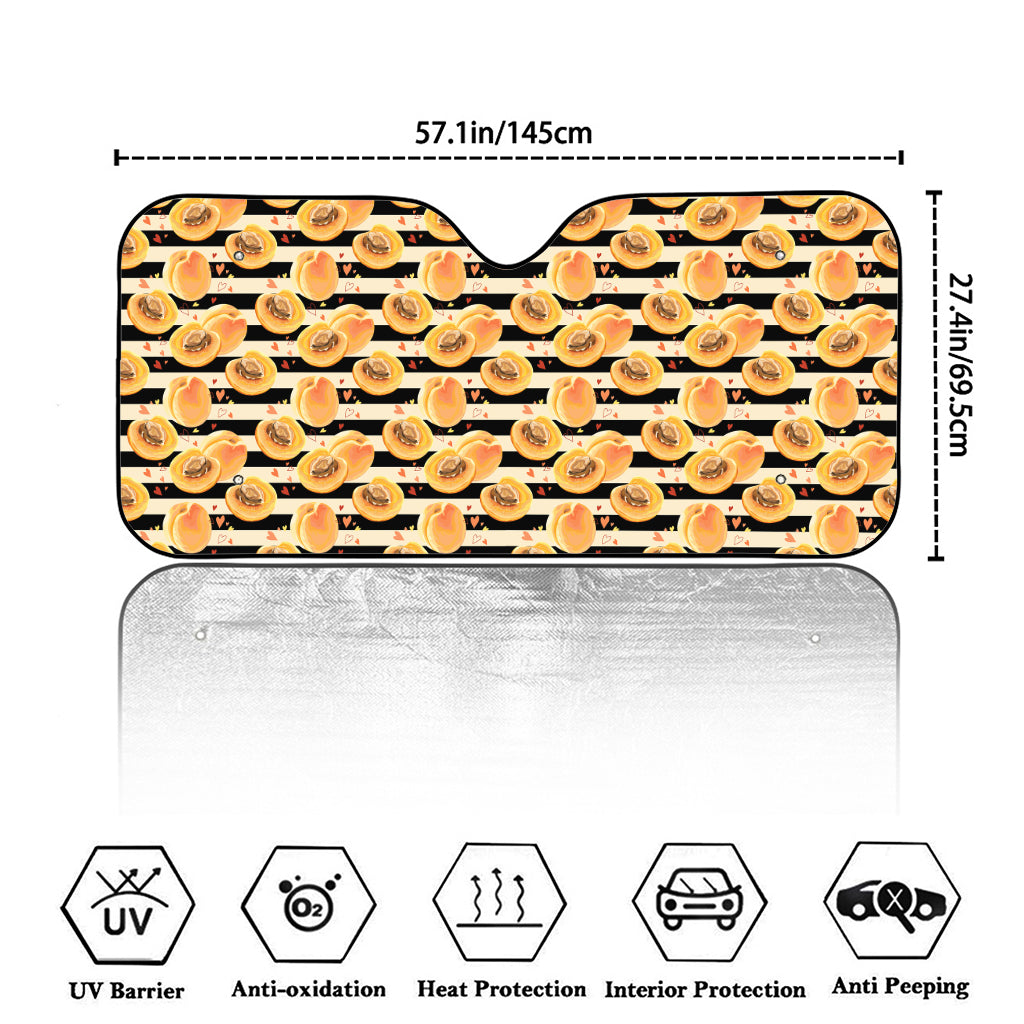 Apricot Fruit Striped Pattern Print Car Windshield Sun Shade