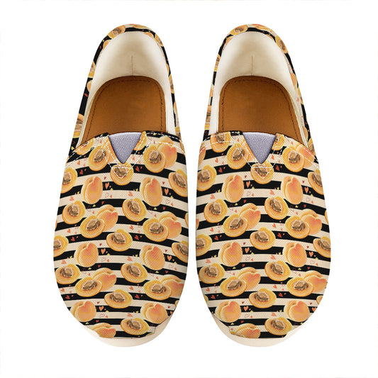 Apricot Fruit Striped Pattern Print Casual Shoes