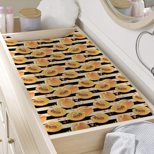 Apricot Fruit Striped Pattern Print Changing Pad Cover