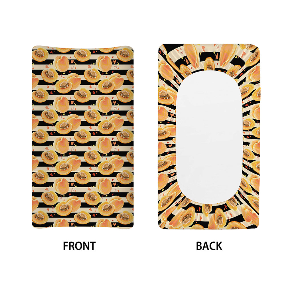 Apricot Fruit Striped Pattern Print Changing Pad Cover