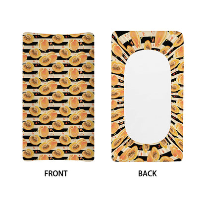 Apricot Fruit Striped Pattern Print Changing Pad Cover