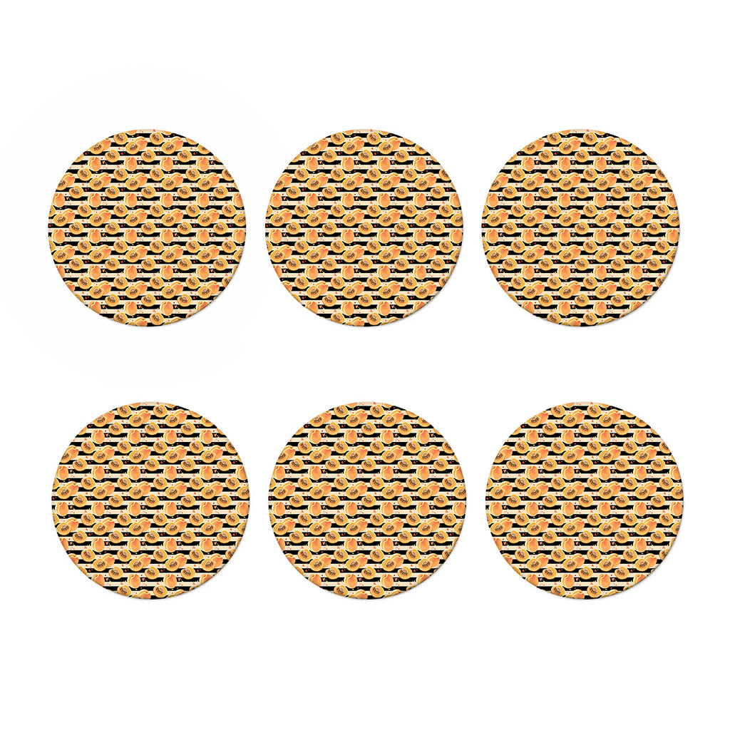 Apricot Fruit Striped Pattern Print Coaster Set