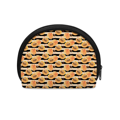 Apricot Fruit Striped Pattern Print Coin Purse