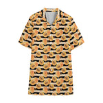 Apricot Fruit Striped Pattern Print Cotton Hawaiian Shirt